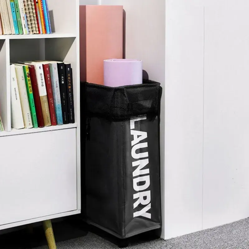 Foldable Oxford fabric laundry basket with wheels