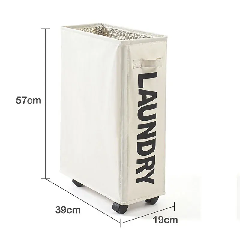 Foldable Oxford fabric laundry basket with wheels