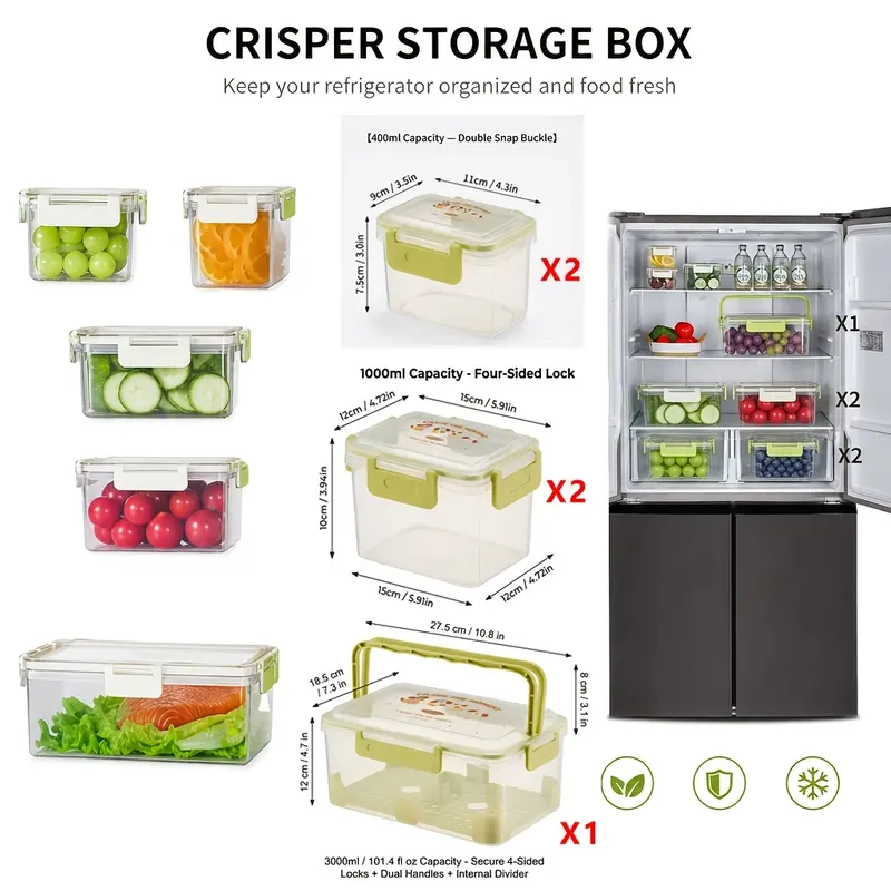 Stacked glass food storage bowls with lids