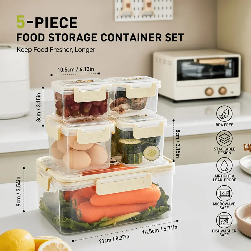 Stacked glass food storage bowls with lids