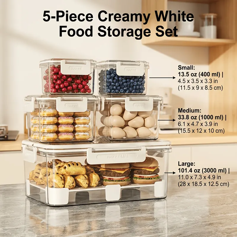 Stacked glass food storage bowls with lids