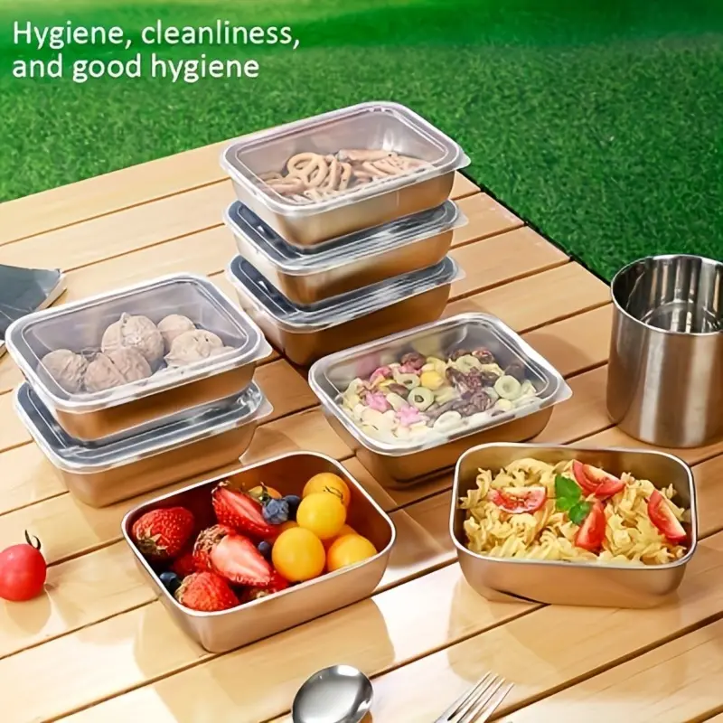 Set of 12 stainless steel meal prep containers with lids