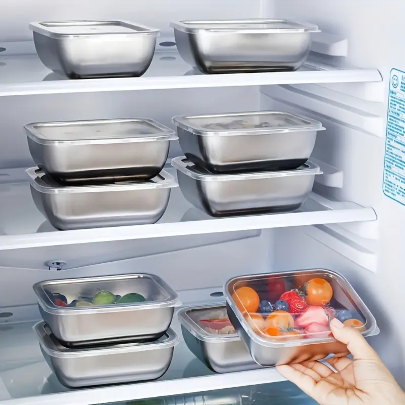 Set of 12 stainless steel meal prep containers with lids
