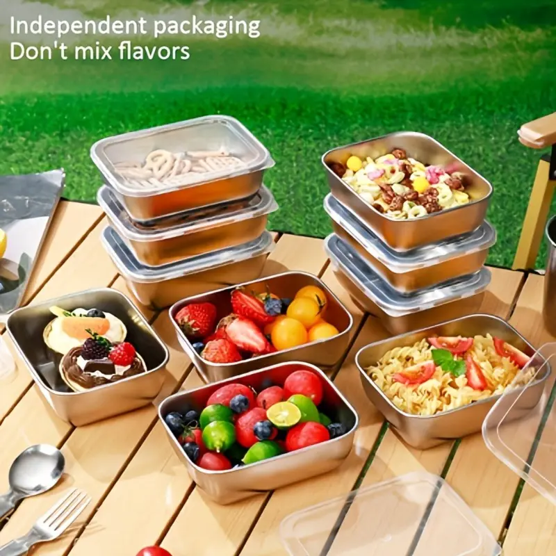 Set of 12 stainless steel meal prep containers with lids