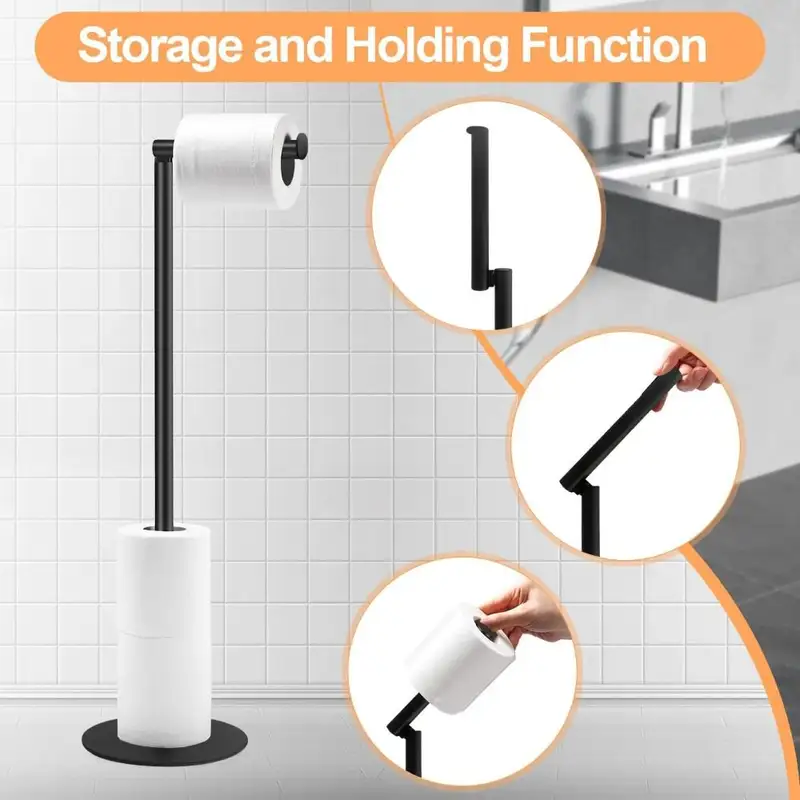 Freestanding toilet paper holder with spare rolls