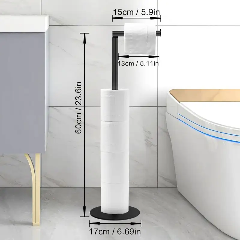 Freestanding toilet paper holder with spare rolls