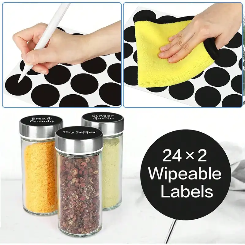 Revolving spice rack tower with jars on a kitchen counter