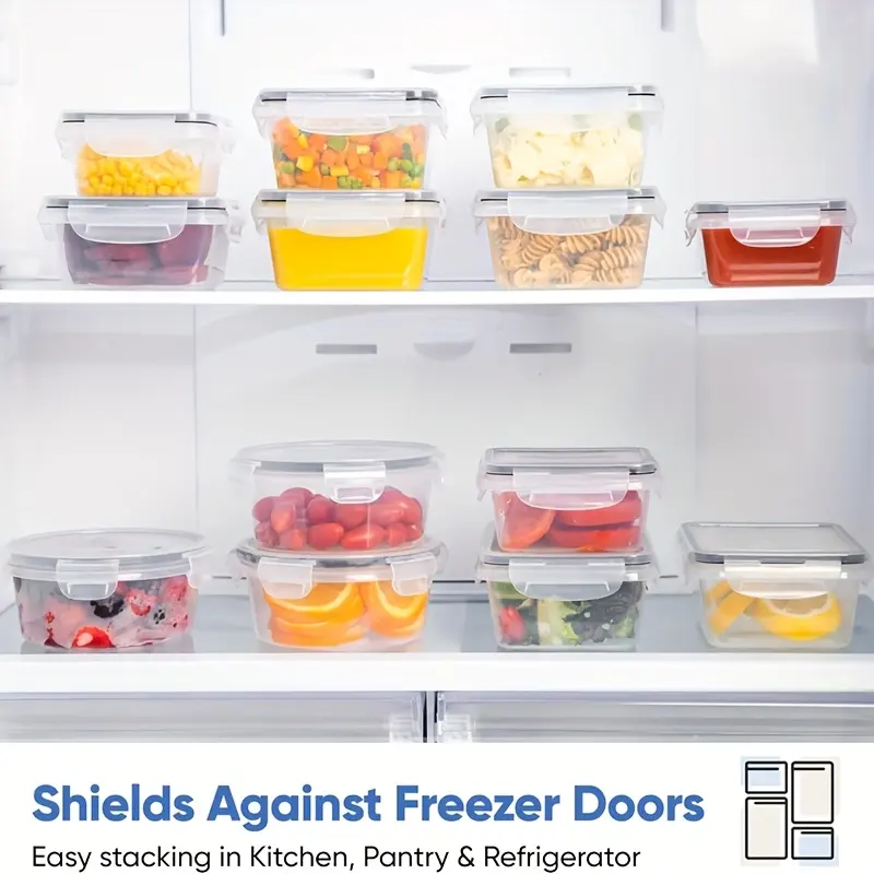 Set of lidded plastic food storage containers for meal prep