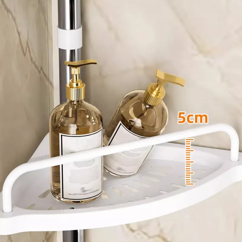 Four-layer telescopic corner rack in a bathroom