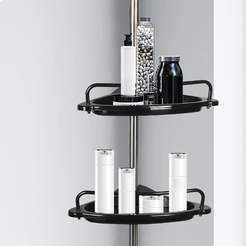 Four-layer telescopic corner rack in a bathroom
