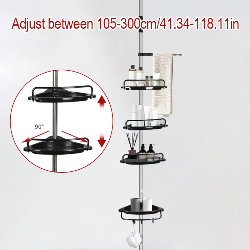 Four-layer telescopic corner rack in a bathroom