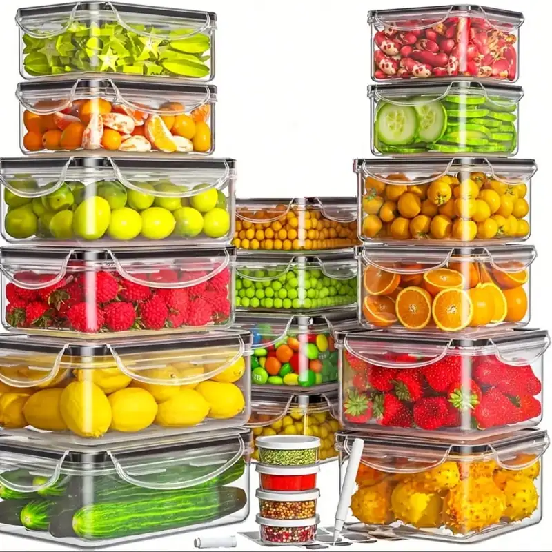 Round and rectangular food storage containers with airtight lids