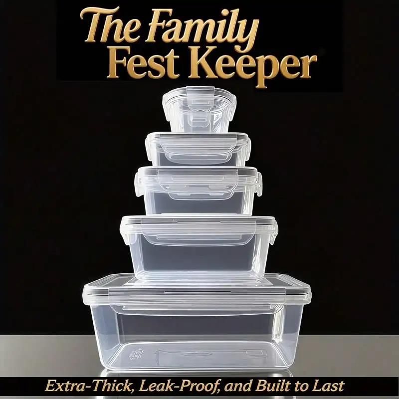 Round and rectangular food storage containers with airtight lids