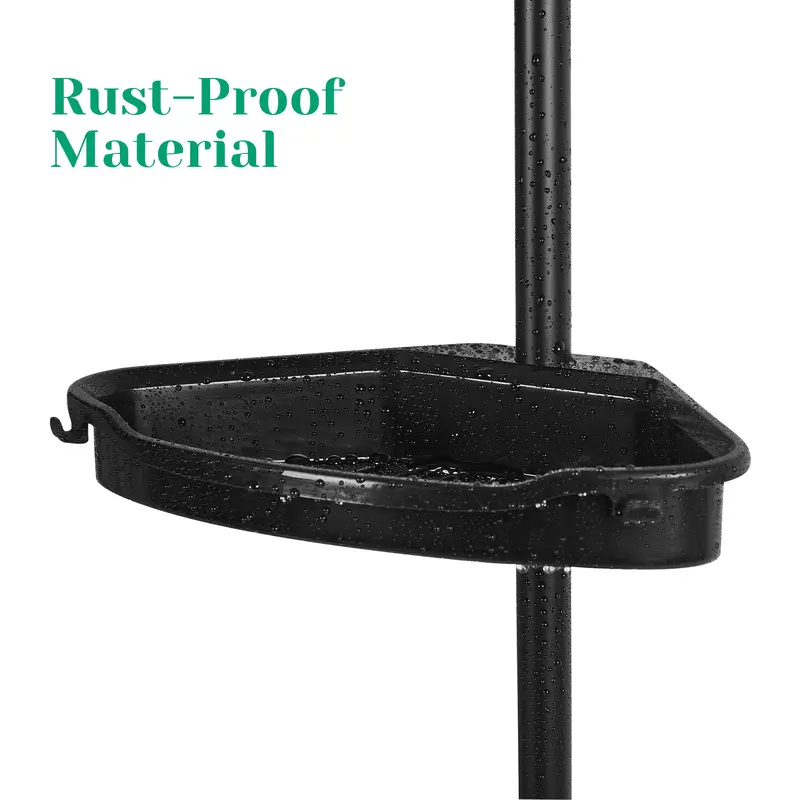 White and black four-tier tension pole shower caddy