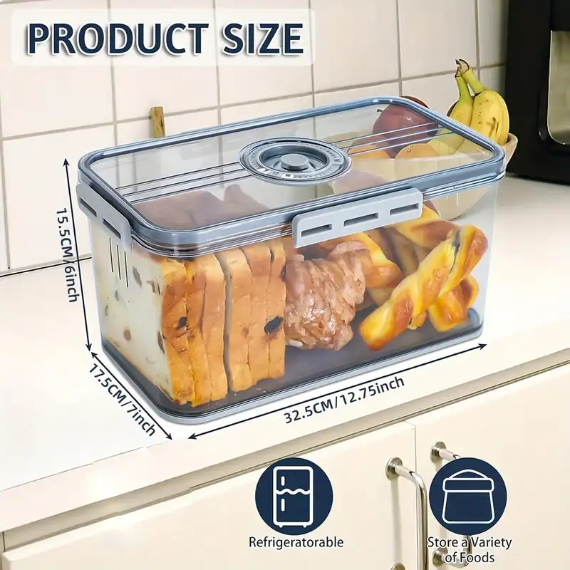Clear sealed bread storage box with a timer on the lid