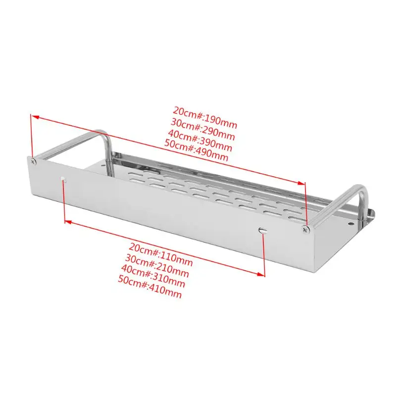 Stainless steel 40 cm wall shelf with mounting hardware