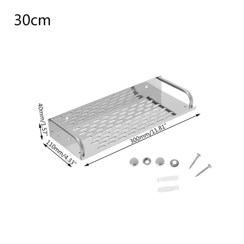 Stainless steel 40 cm wall shelf with mounting hardware