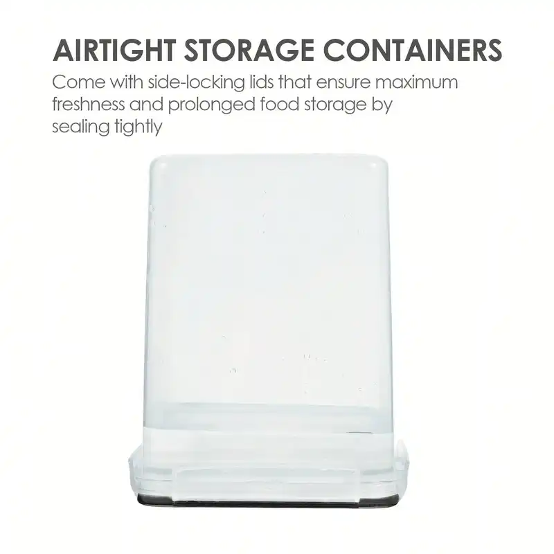 Four large airtight plastic flour containers with labels