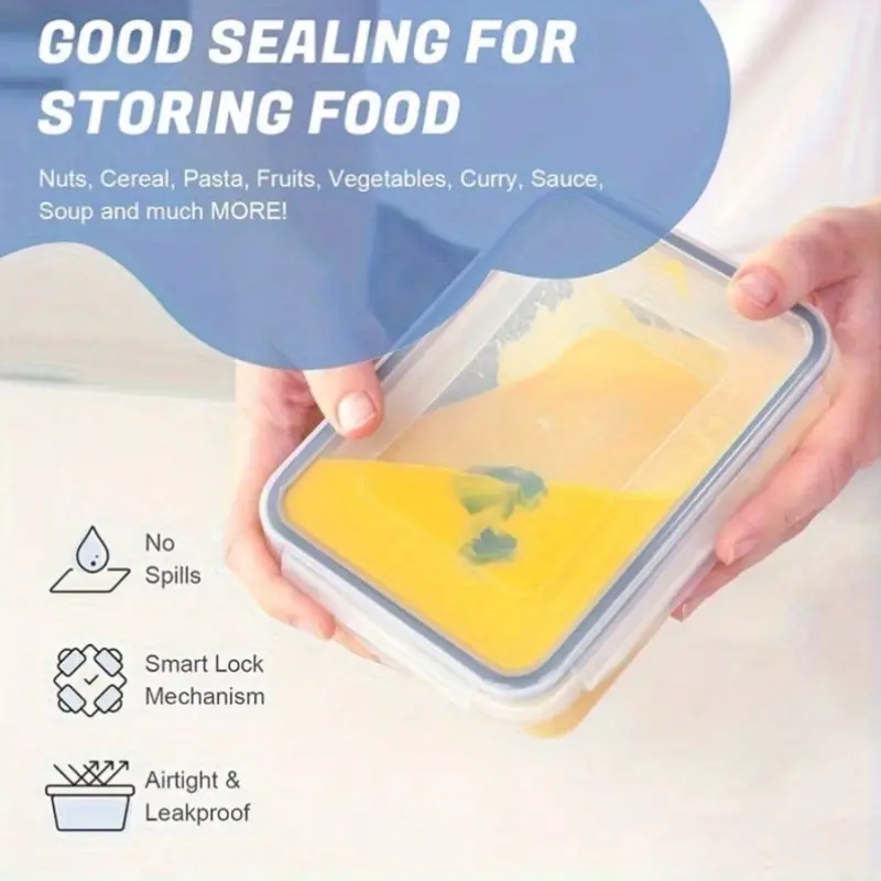 Rectangular plastic containers with snap-on lids and labels