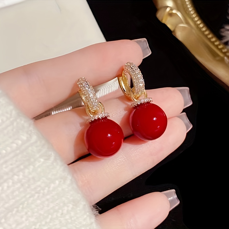 new style earrings with micro zircon and imitation pearl a luxurious and stylish accessory halloween gift christmas gift details 2