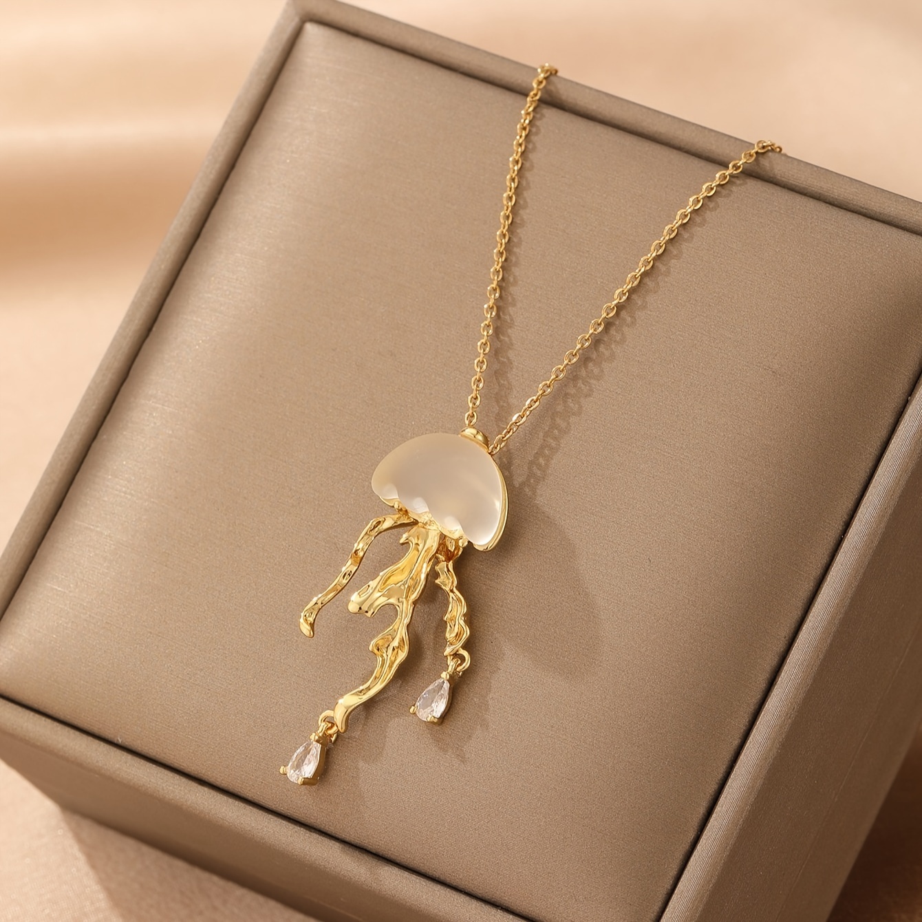 elegant classic style golden copper design sparking rhinestone pendant necklace fashion delicate accessory for daily wear idea gift for ladies details 0