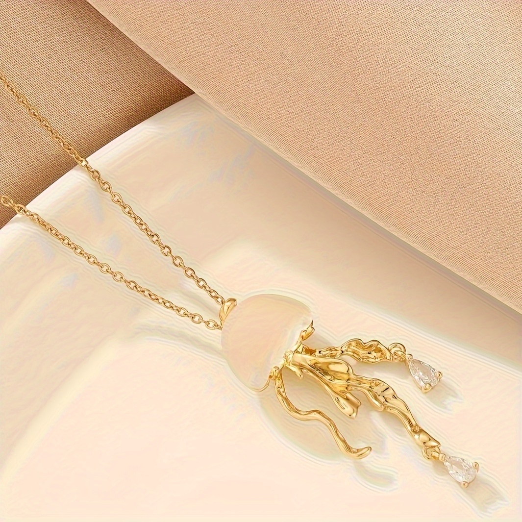 elegant classic style golden copper design sparking rhinestone pendant necklace fashion delicate accessory for daily wear idea gift for ladies details 2