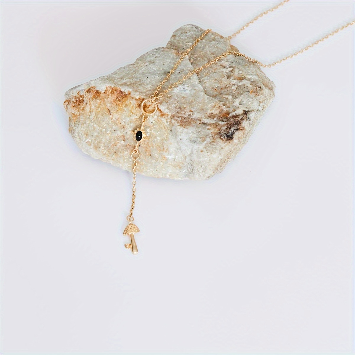 1pc golden bohemian double layer necklace for men and women mushroom shape pendant necklace simple jewelry party gift details 1