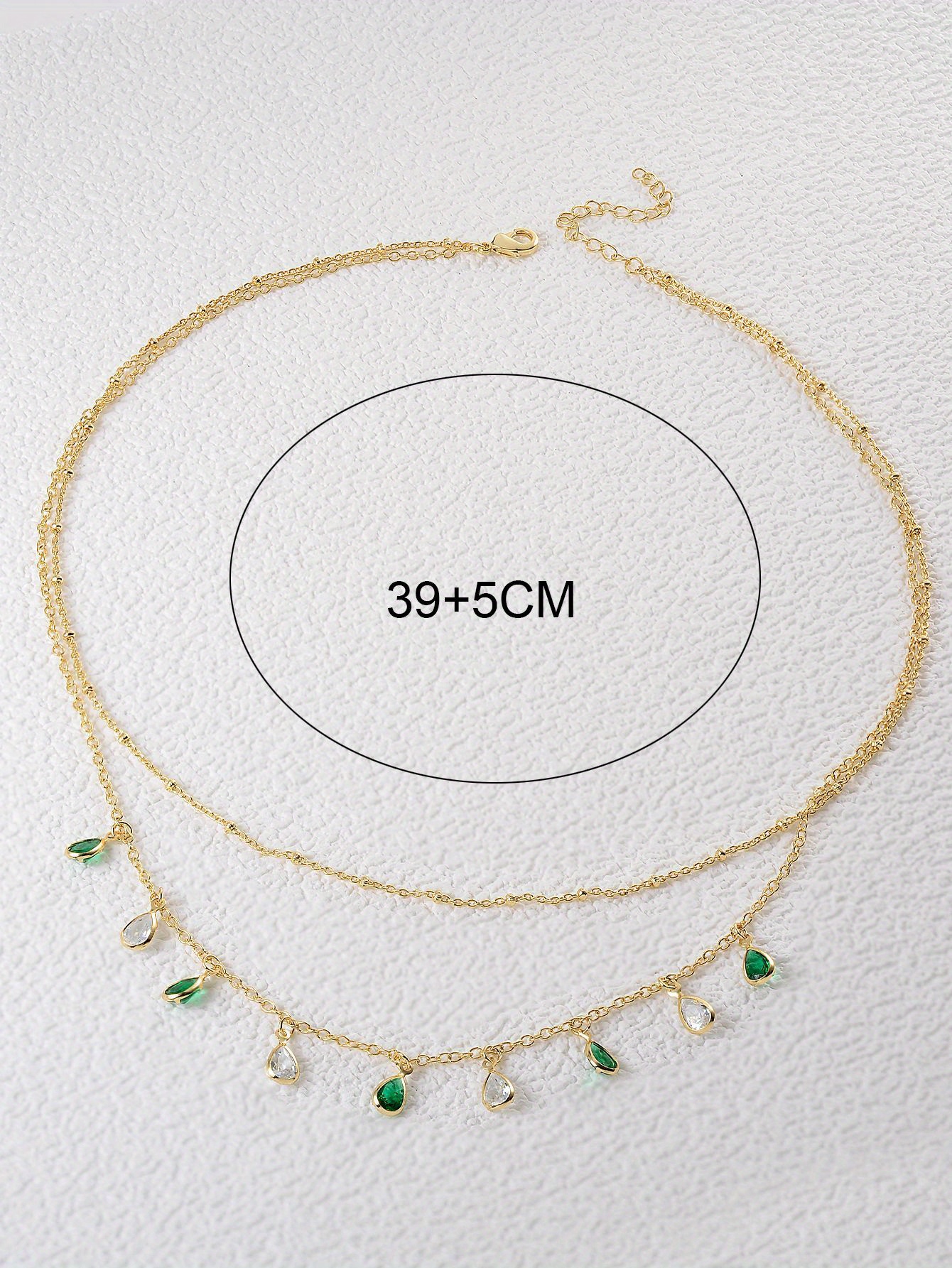 an   green water drop double layer bead 18k gold plated necklace st patricks day jewelry details 0