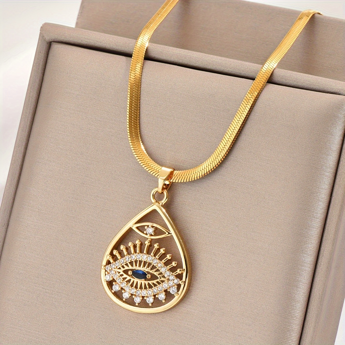 1pc style golden copper hollow drop match design pendant inlay shiny rhinestone necklace fashion delicate accessory for daily wear party idea gift for ladies details 0
