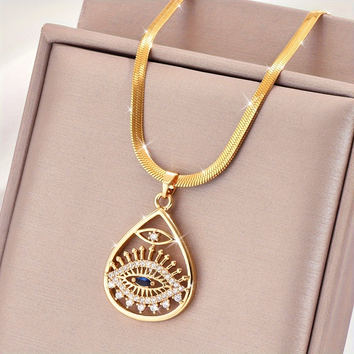 1pc style golden copper hollow drop match design pendant inlay shiny rhinestone necklace fashion delicate accessory for daily wear party idea gift for ladies details 1