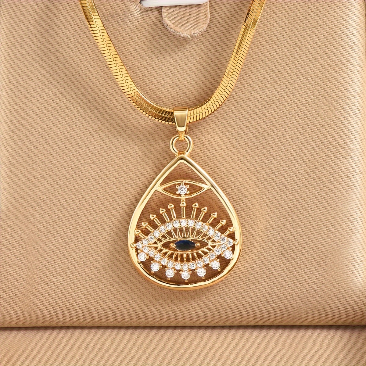 1pc style golden copper hollow drop match design pendant inlay shiny rhinestone necklace fashion delicate accessory for daily wear party idea gift for ladies details 4
