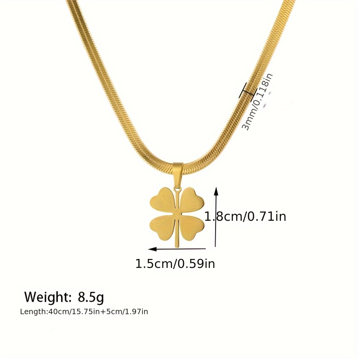 a golden stainless steel ornament chain lucky pendant necklace cool casual style simple elegant retro trendy lady daily commuter holiday party wear details 5