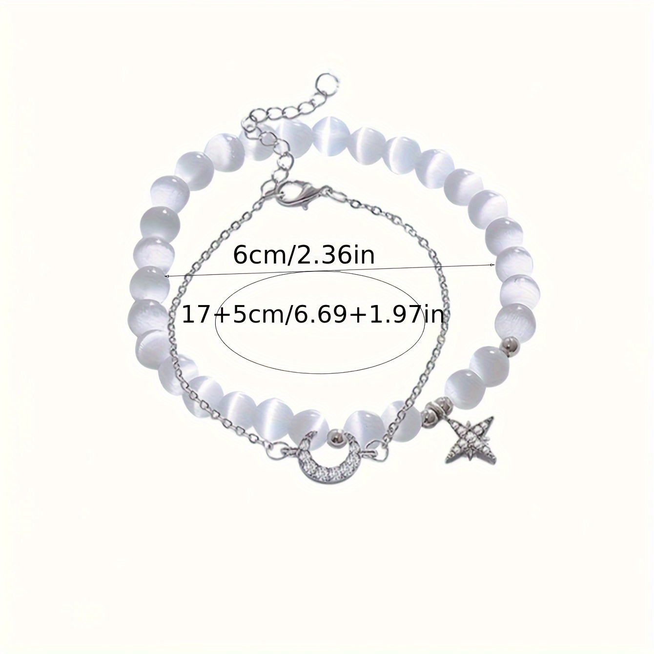 2pcs set fashion cat eye moon shaped pendant bracelet suitable for women girls daily wear gift date party details 4