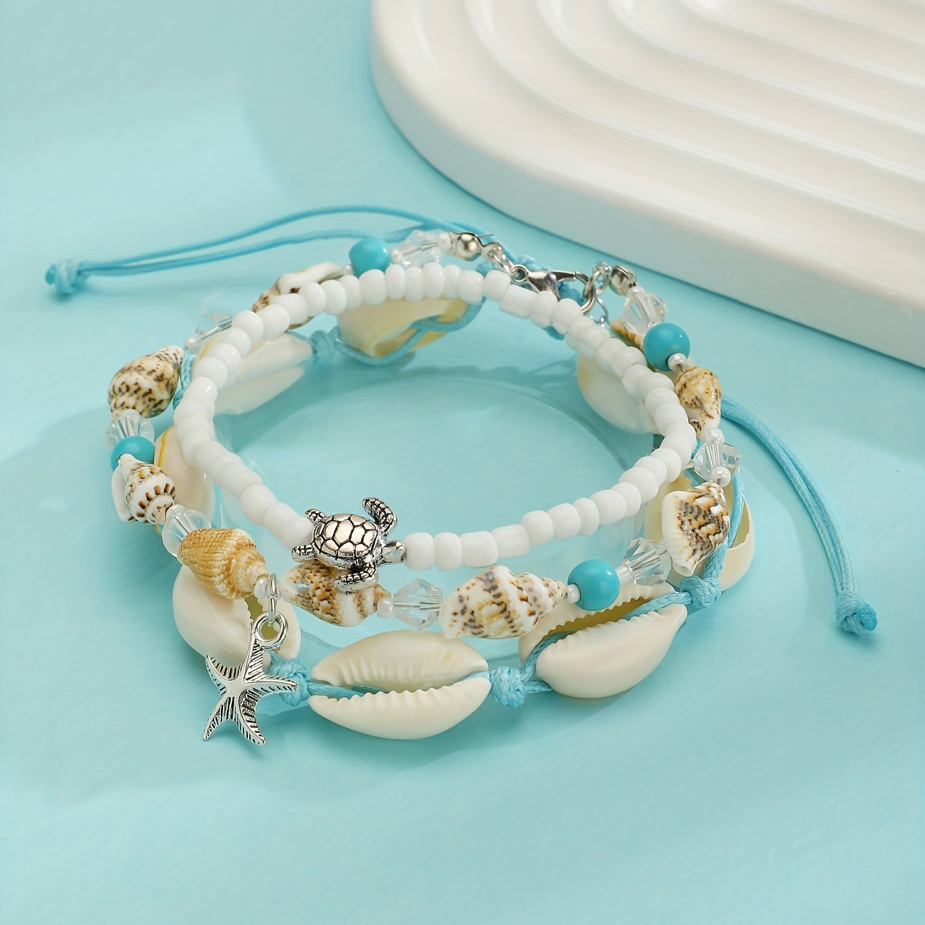 3pcs set ocean style turtle beads bracelet for vacation holiday jewelry accessories gifts details 1