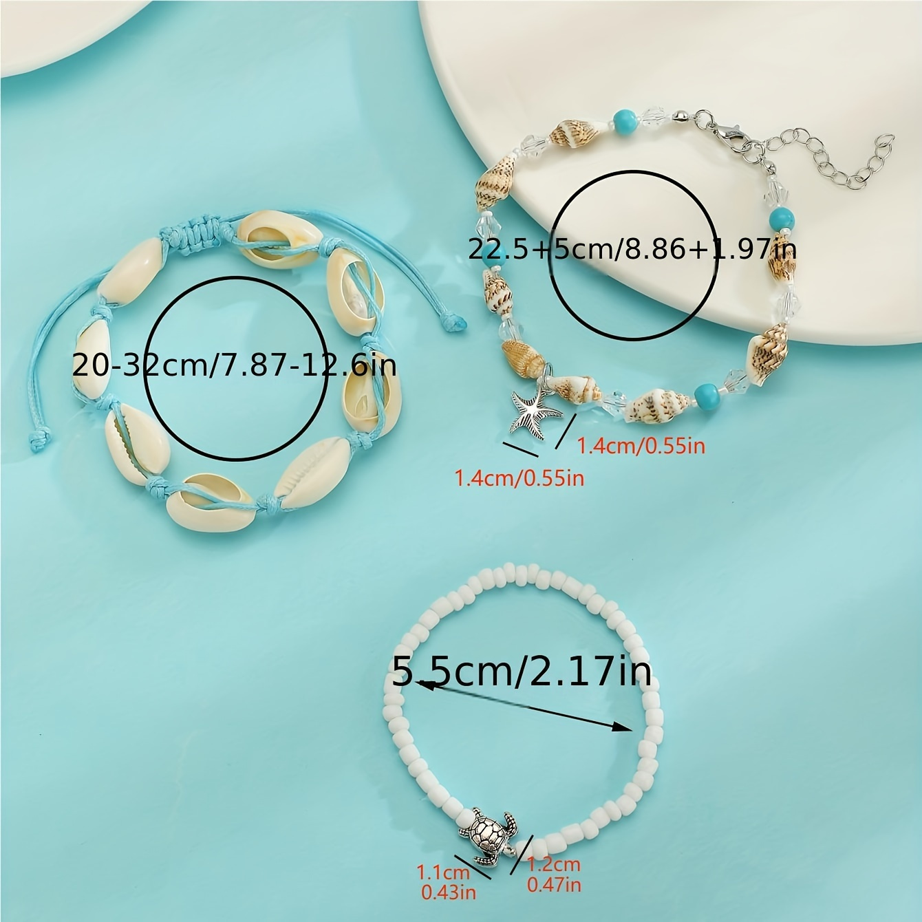 3pcs set ocean style turtle beads bracelet for vacation holiday jewelry accessories gifts details 2
