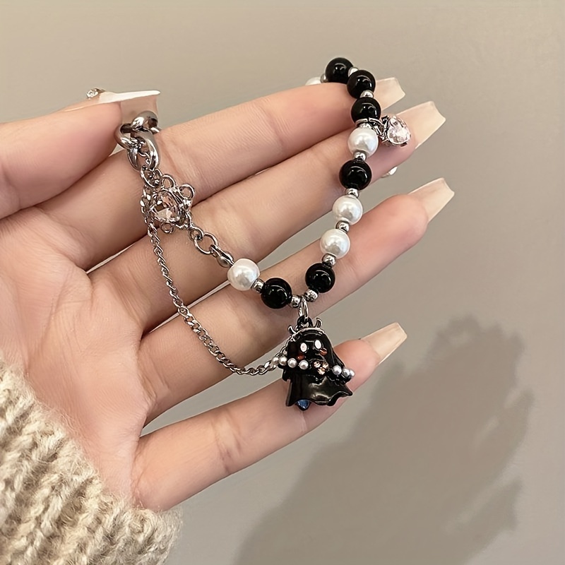 2 pcs of black and white ghost bracelet set for women men couple accessories set cold niche sweet cool bracelet details 1