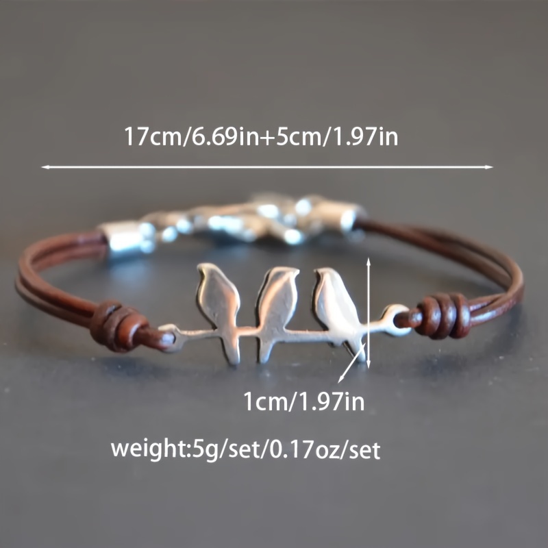 1 bracelet in the shape of literary and retro three double layered leather rope and copper bracelet suitable for daily use as a birthday gift details 0
