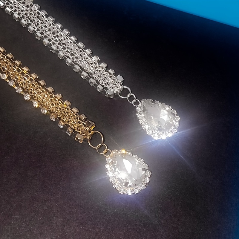 vintage elegant crystal hair ring alloy hollow hair accessory with crystal detail boho bridal forehead chain headpiece water drop hair band for women single piece appropriate for ages 14 details 4