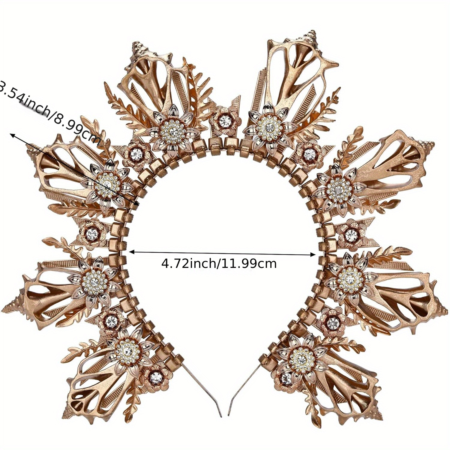 golden crown headpiece mermaid headband goddess headpiece zip tie wedding bridal headwear halloween cosplay renaissance costume photoshoot hair accessories details 6