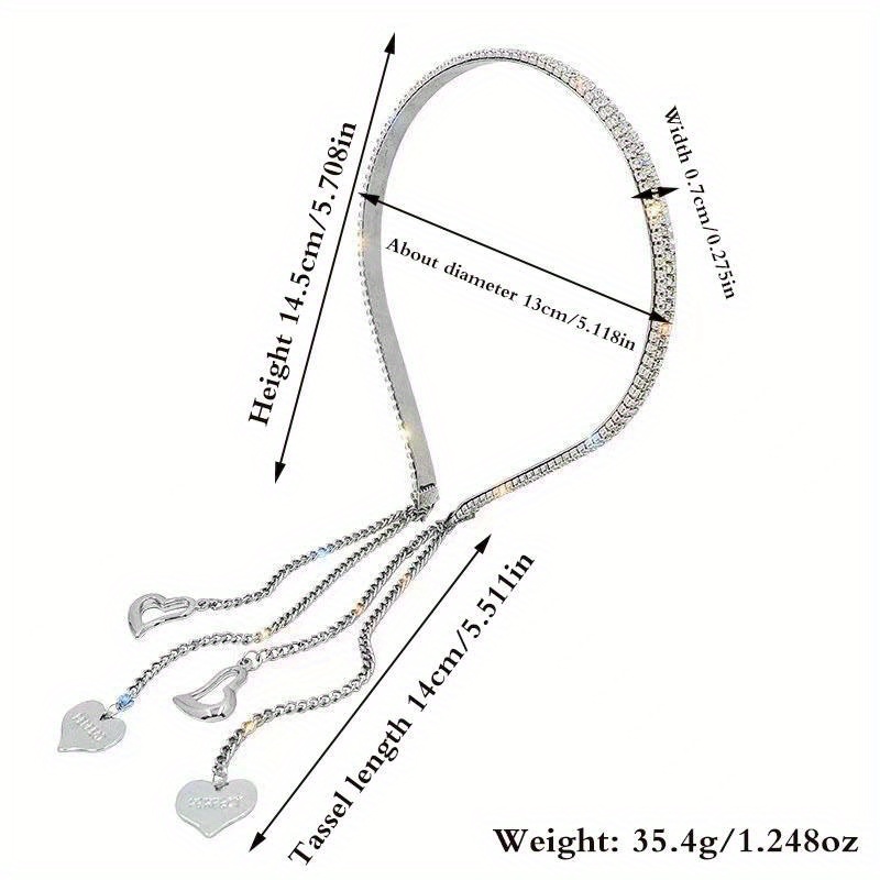 elegant rhinestone chain tassel headband for women cute iron daily headband pendant single piece solid color accessory for parties and birthdays details 9