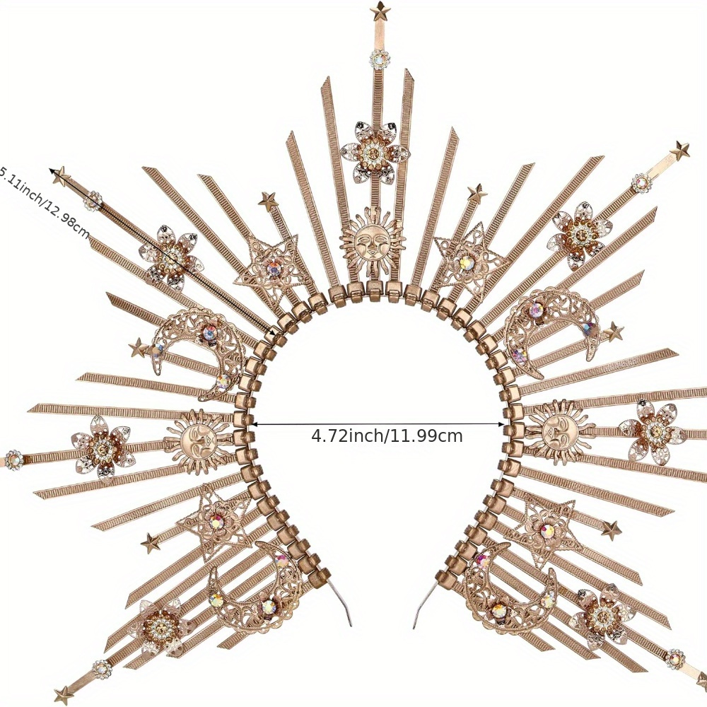 crown headpiece spiked flower headband goddess crown for women headwear wedding party holloween festival photoshoot details 2