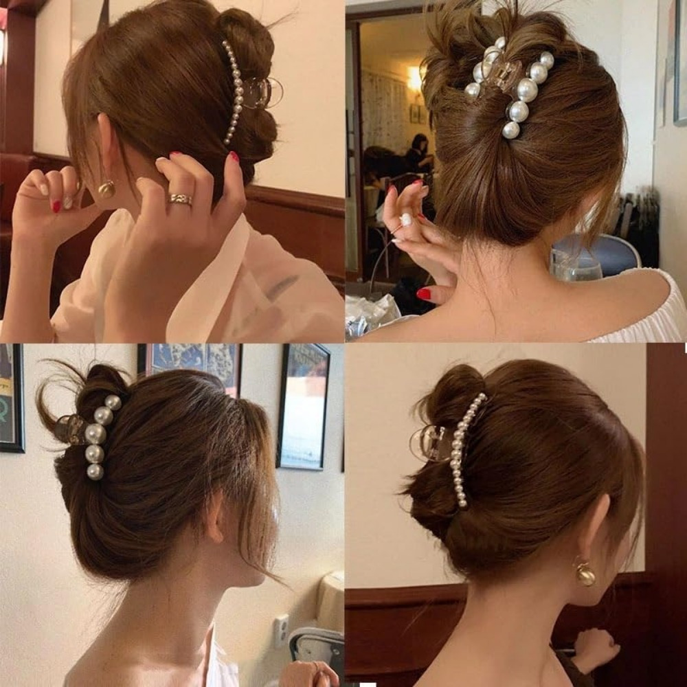 4pcs pearl hair clip small hair claw stick chin clip anti slip fancy hair accessories thick thin hair birthday gift details 2