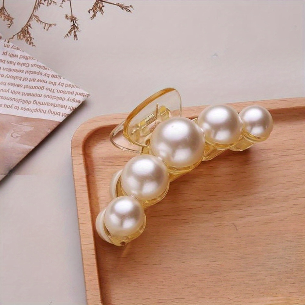 4pcs pearl hair clip small hair claw stick chin clip anti slip fancy hair accessories thick thin hair birthday gift details 3