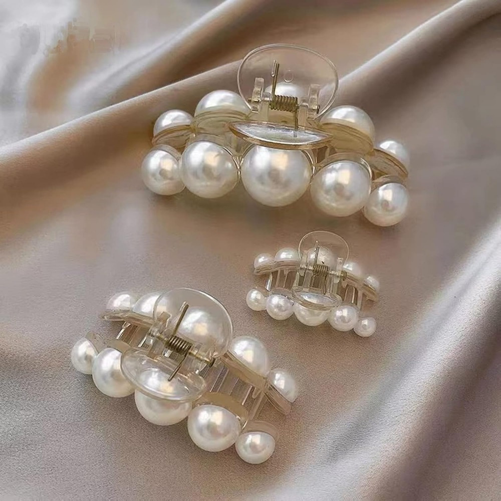 4pcs pearl hair clip small hair claw stick chin clip anti slip fancy hair accessories thick thin hair birthday gift details 5