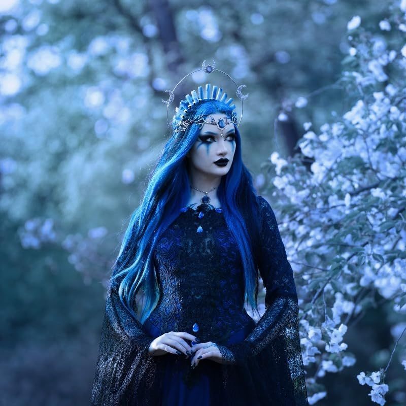 crystal crown headpiece headband moon headwear wedding photoshoot costume crown details 5