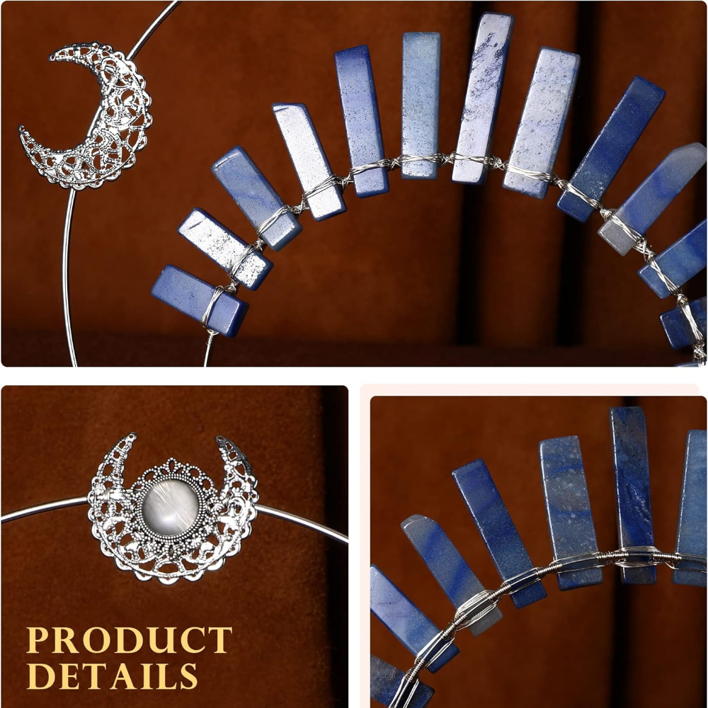 crystal crown headpiece headband moon headwear wedding photoshoot costume crown details 8